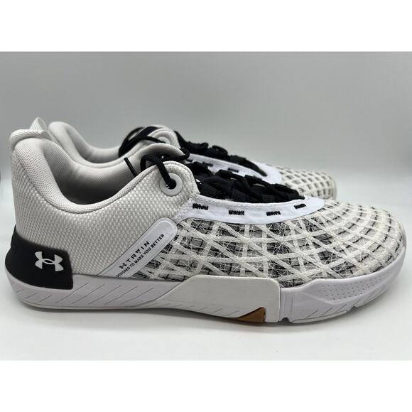 Under Armour TriBase Reign 5 Training Shoes White Black Size 12 NEW - Picture 1 of 12